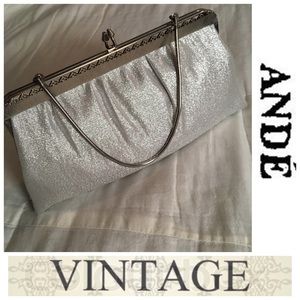 Vintage Silver Lame’ Dance Club Clutch Bride Wedding Holiday Bridesmaid Party
